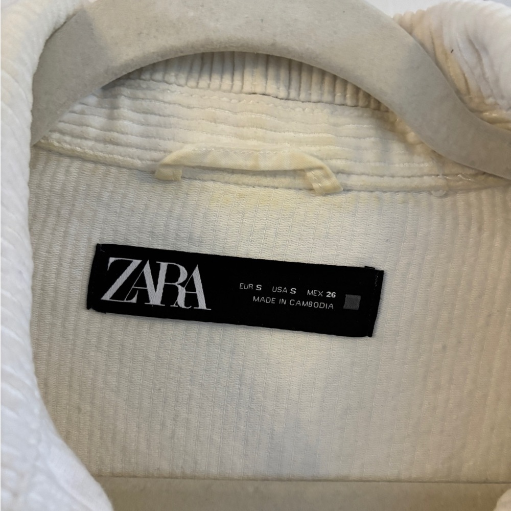 Zara Corduroy Jacket, Oyster White/Cream Oversized Small - Picture 3 of 4